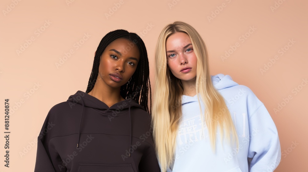 Diverse gen z models showcase beauty for skin care ad with piercings, tattoos, and inclusivity Diverse gen z models showcase beauty for skin care ad with piercings, tattoos, and inclusivity