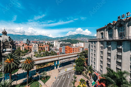 Medellin, Antioquia, Colombia. November 18, 2009: View from the Nutibara hotel to Plaza Botero and the Medellin metro. photo