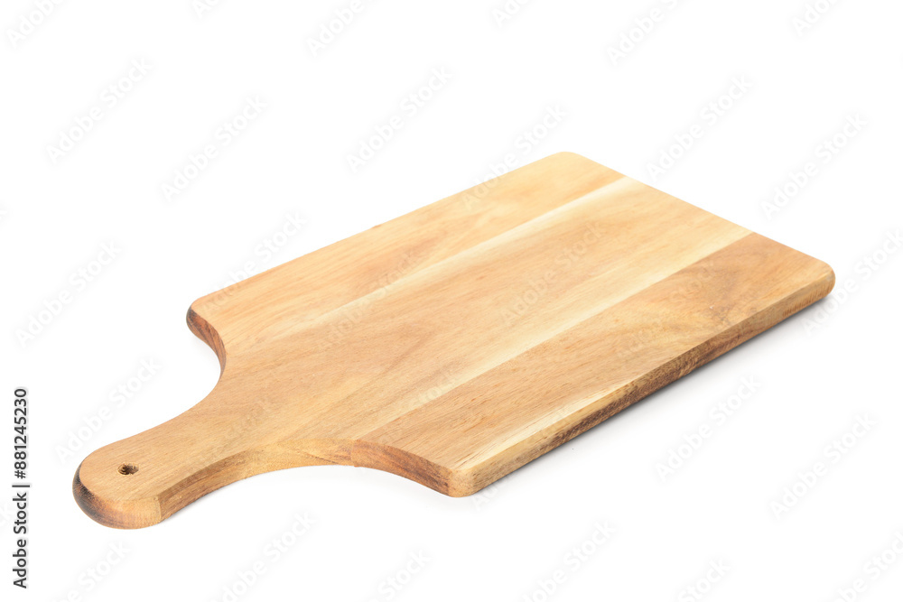 Clean wooden cutting board on white background Clean wooden cutting board on white background