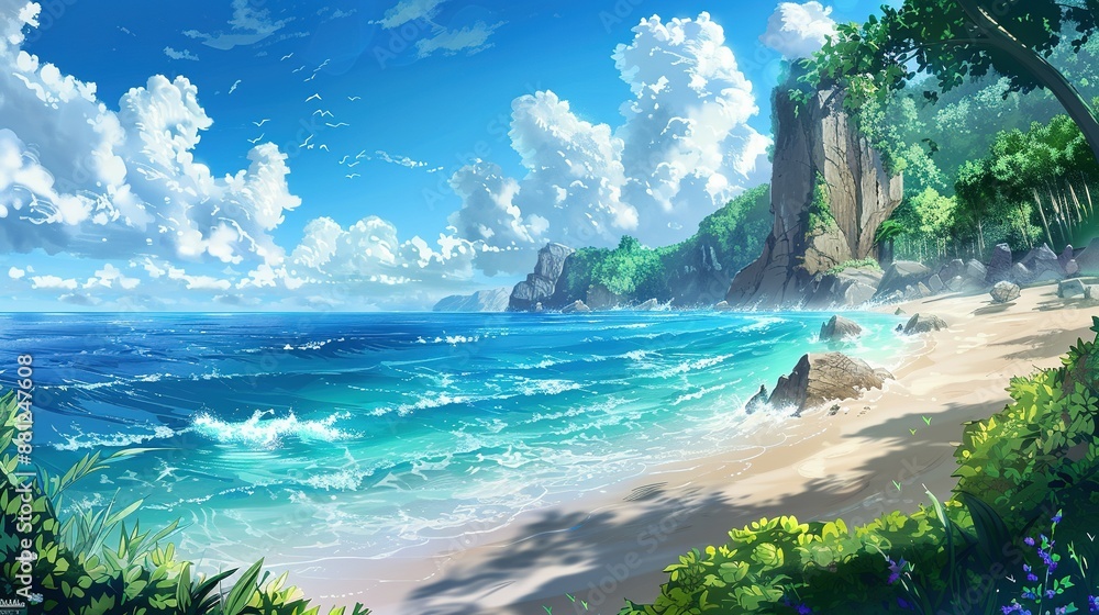 Anime Style Beach Landscape Anime Style Beach Landscape