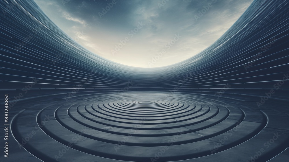 Fototapeta premium Surreal Digital Representation of an Infinite Concentric Tunnel.