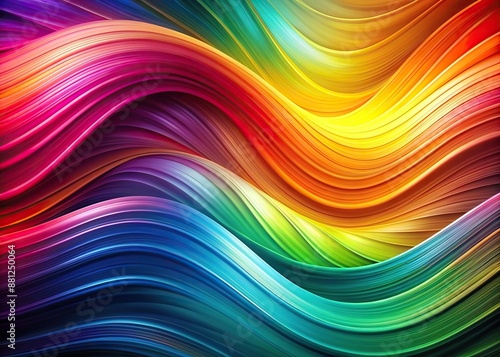 Vibrant multicolored abstract design featuring flowing wave patterns in a smooth gradient of colors, creating a mesmerizing and dynamic visual effect.