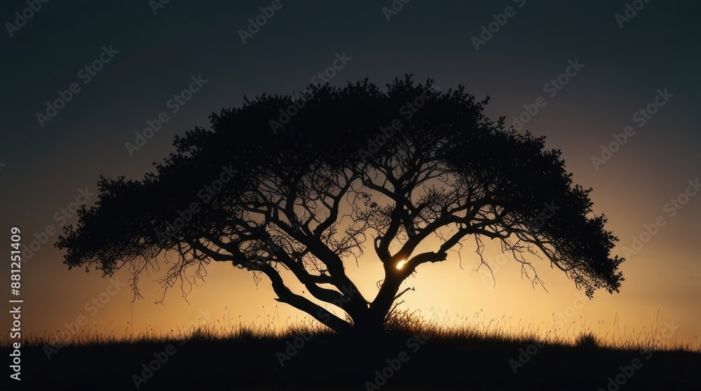 Silhouette tree at night Silhouette tree at night