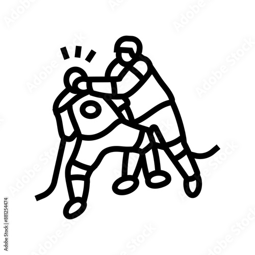 boarding ice hockey sport line icon vector. boarding ice hockey sport sign. isolated contour symbol black illustration