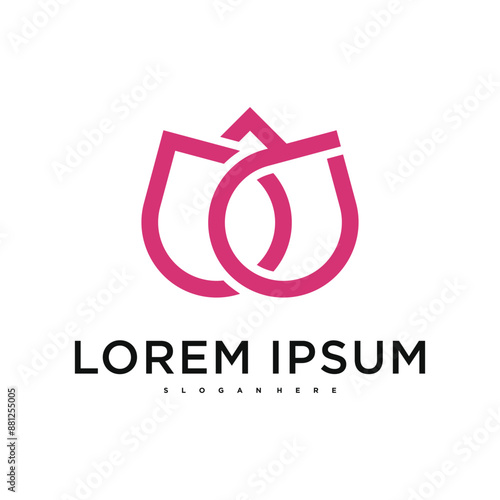 Luxury abstract flower logo design. Premium Vector