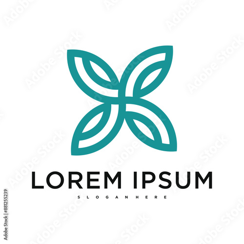 Luxury abstract flower logo design. Premium Vector