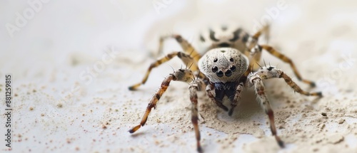 Close-Up View of a White Spider on a Light-Colored Surface