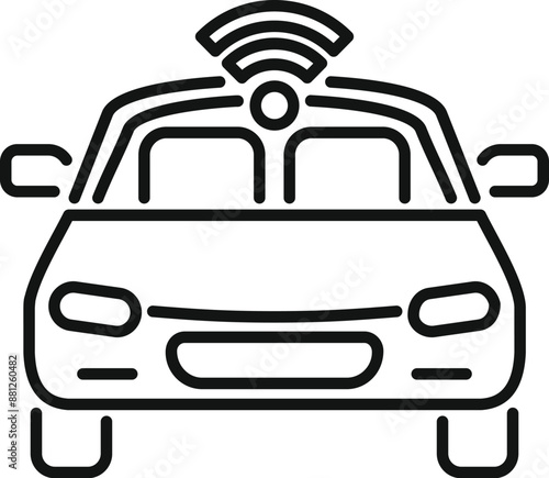 Line icon of a self driving vehicle using a wireless network for navigation