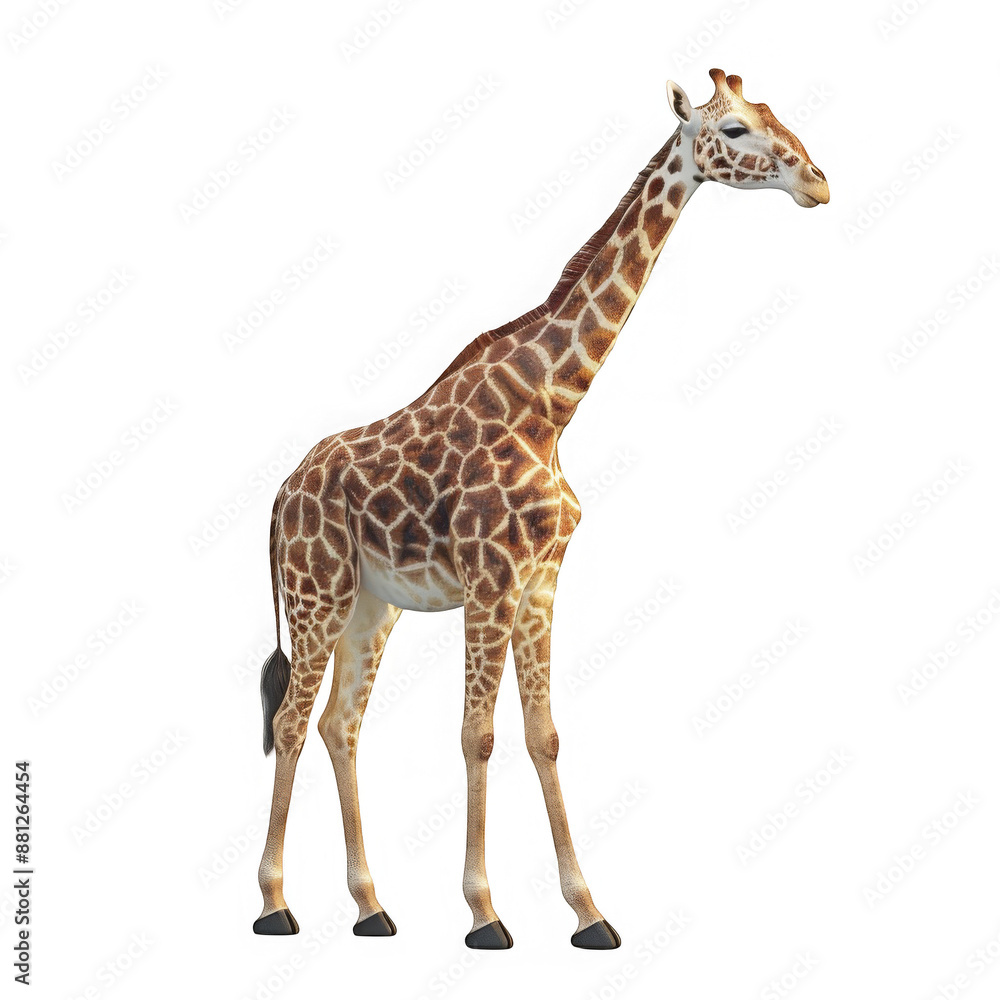 Fototapeta premium Giraffe standing on black background.