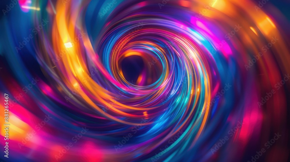 Colorful abstract glowing spiral. AI. Colorful abstract glowing spiral. AI.