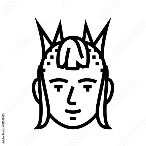 woman punk subculture style line icon vector. woman punk subculture style sign. isolated contour symbol black illustration