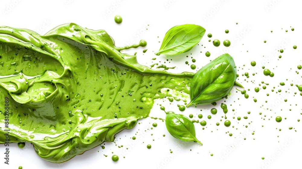Green textured creamy paste isolated on white background Green textured creamy paste isolated on white background