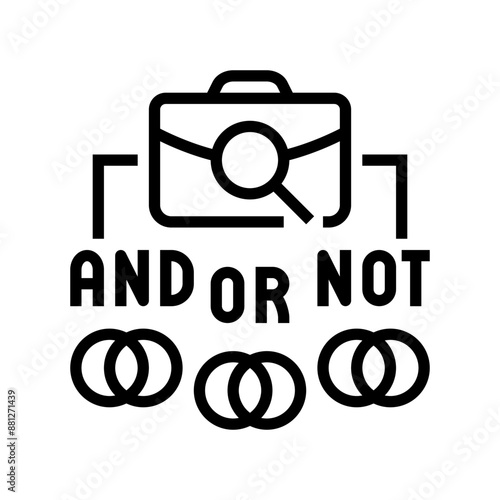 boolean search recruitment business work job line icon vector. boolean search recruitment business work job sign. isolated contour symbol black illustration