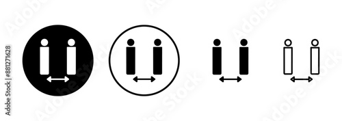 Social distancing icon vector isolated on white background. Keep distance sign. Coronavirus. Social Distancing and Self Quarantine.