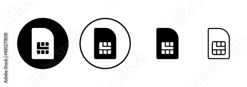 Sim card icon vector isolated on white background. Mobile slot icon. Mobile cellular phone sim card chip.