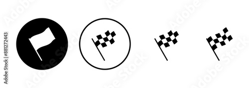 Race flag icon vector isolated on white background. Competition sport flag line vector icon. Racing flag. Start finish flag. Checkered. Start