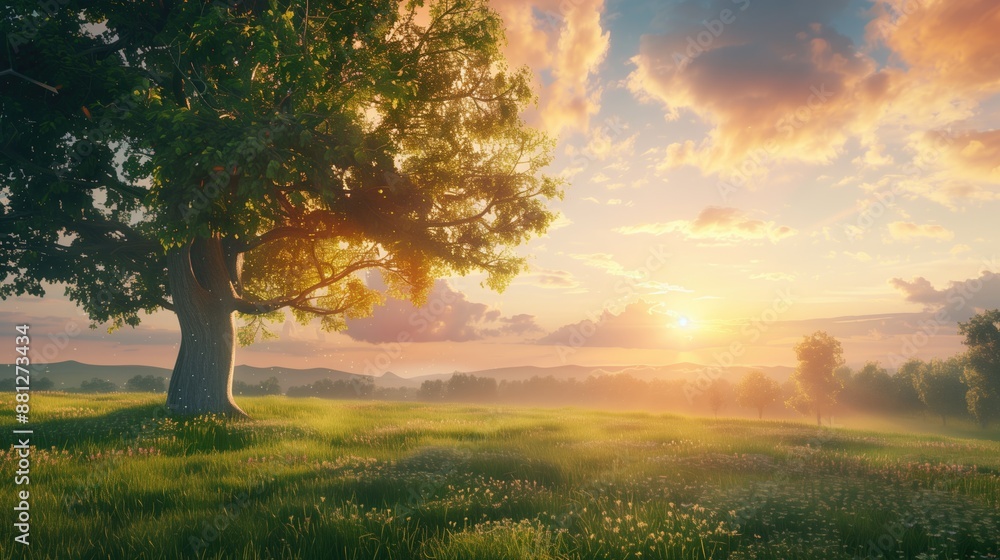 Fototapeta premium Free good morning scene wallpaper background photo