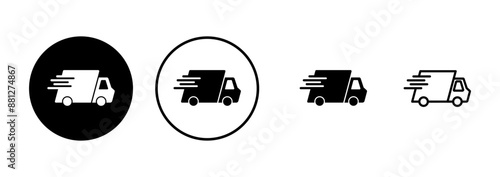 Delivery Icon vector isolated on white background. Fast Delivery Icon. Fast shipping delivery truck. Truck icon delivery