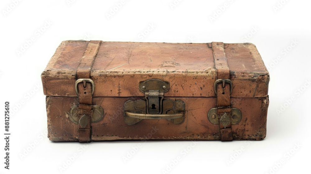 Old brown box on white background Old brown box on white background
