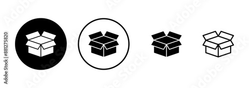 Box icon vector isolated on white background. Cardboard box, packaging open. Box vector icon