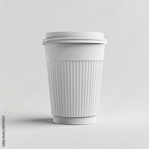 Wallpaper Mural product photo of white paper coffe cup mockup with plastic lid, simple background Job ID: generative ai Torontodigital.ca