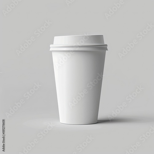 Wallpaper Mural product photo of white paper coffe cup mockup with plastic lid, simple background Job ID: generative ai Torontodigital.ca