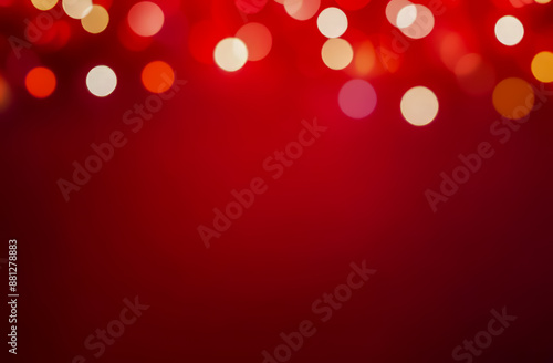 Bokeh red background of design abstract. Festive red bokeh. Christmas background. Abstract colorful defocused circular facula. Bokeh blurred color light can use background. New year bokeh defocus