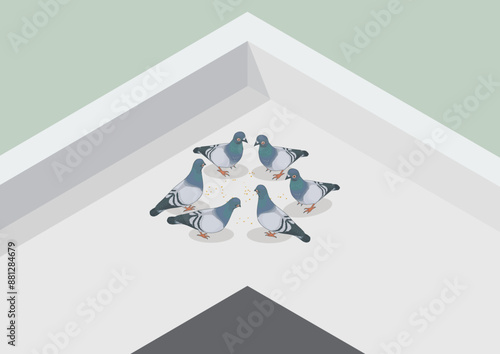 Pigeons Isometric Vector, illustration, 3d, art, design, bird, 