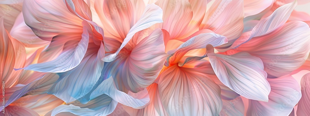 Close up of pink and blue flowers on white background Close up of pink and blue flowers on white background