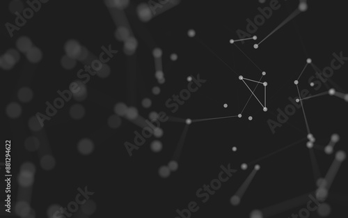 Abstract background. Molecules technology with polygonal shapes, connecting dots and lines. Connection structure. Big data visualization.