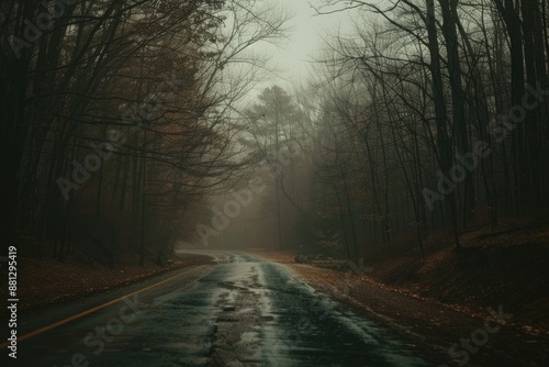 A road with trees in the background and a foggy atmosphere © EUT