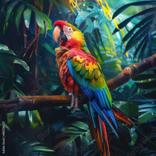 Wallpaper Mural A colorful parrot perched on a branch, AI Generated Torontodigital.ca