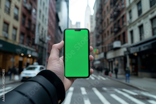 Wallpaper Mural person holding a phone in the city Torontodigital.ca