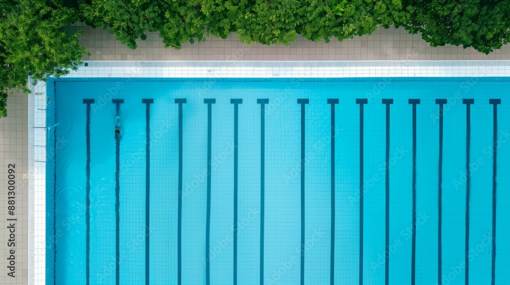A pool with a green tree in the background A pool with a green tree in the background
