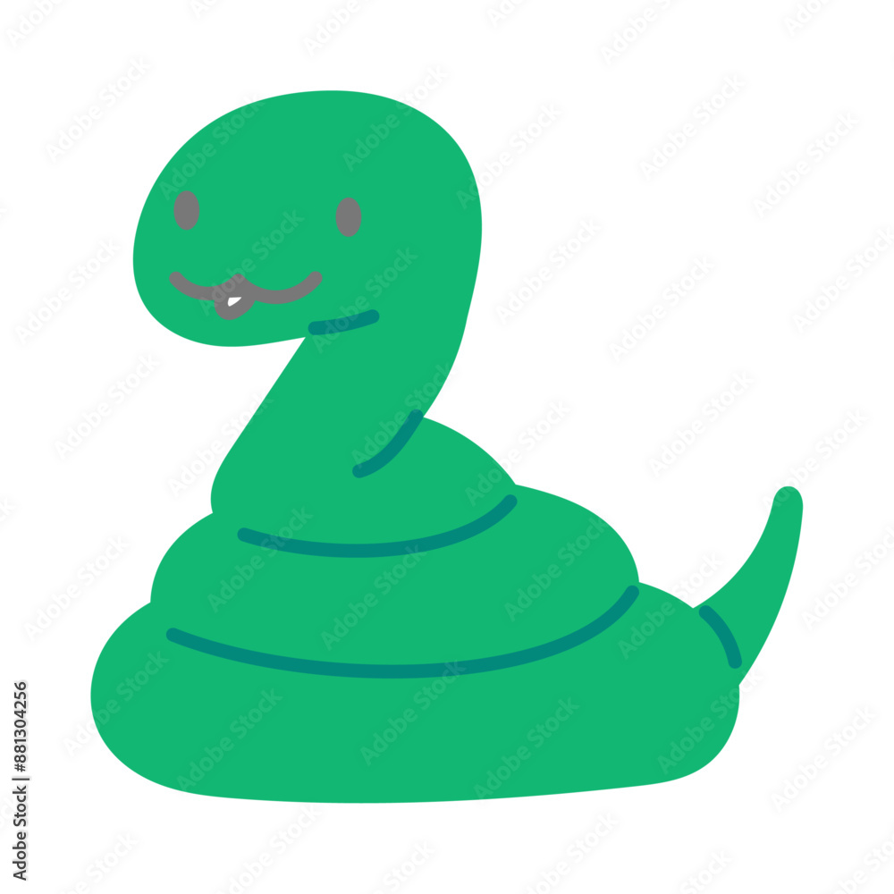 年賀状素材、巳年のかわいいヘビがとぐろを巻くイラスト 年賀状素材、巳年のかわいいヘビがとぐろを巻くイラスト