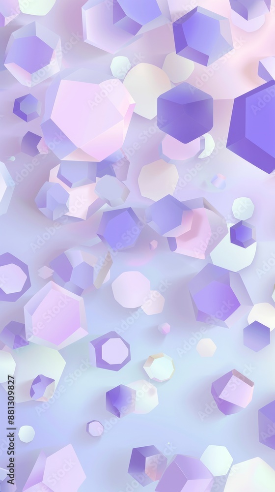 Purple, white, and light blue geometric shapes float and overlap on a light blue background Purple, white, and light blue geometric shapes float and overlap on a light blue background