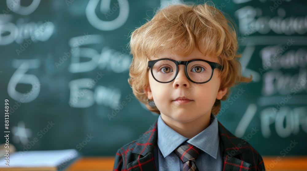 A young boy wearing glasses A young boy wearing glasses