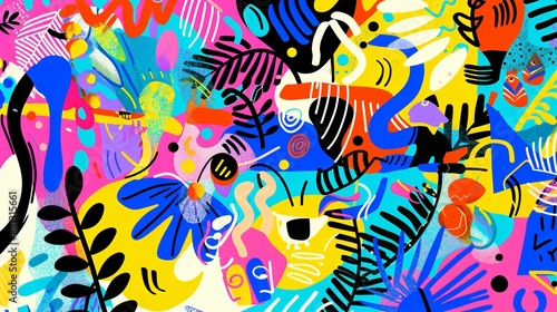 Abstract Tropical Pattern with Vibrant Colors