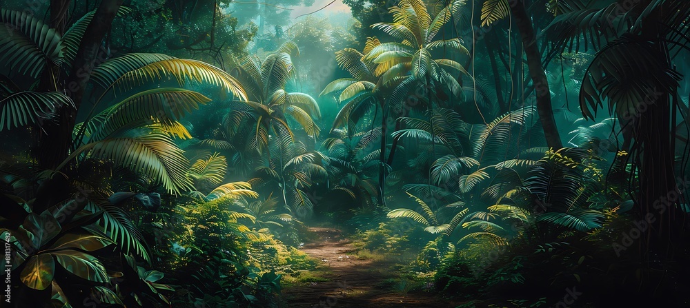 Tropical Wallpaper: Palm Leaves and Sunlit Shadows Tropical Wallpaper: Palm Leaves and Sunlit Shadows