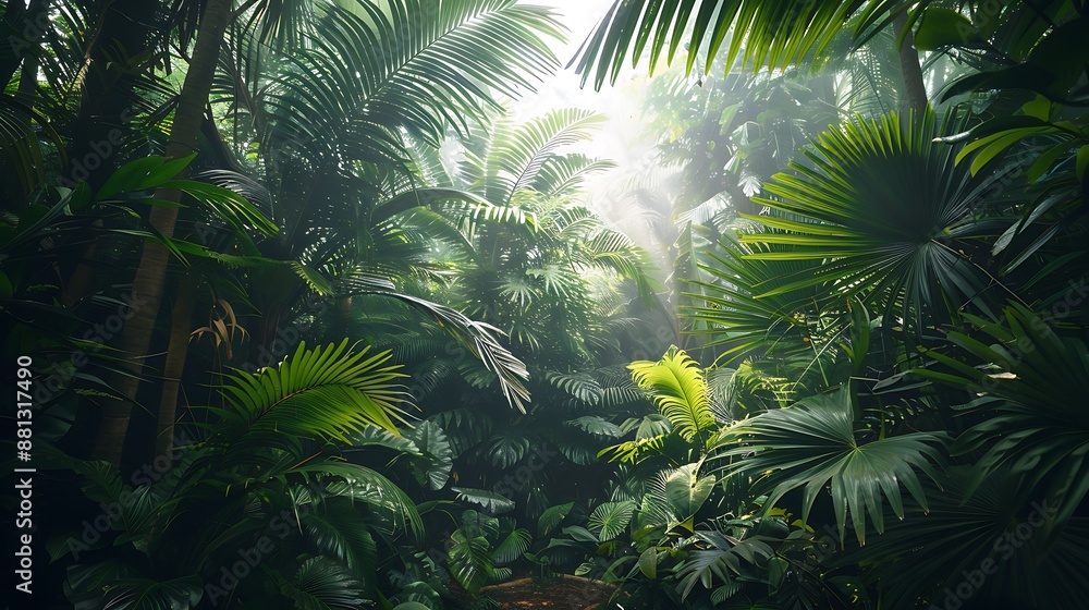 Tropical Wallpaper: Palm Leaves and Sunlit Shadows Tropical Wallpaper: Palm Leaves and Sunlit Shadows