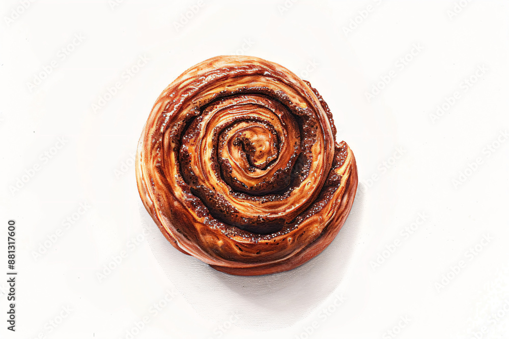 a pastry with a spiral on a white surface a pastry with a spiral on a white surface