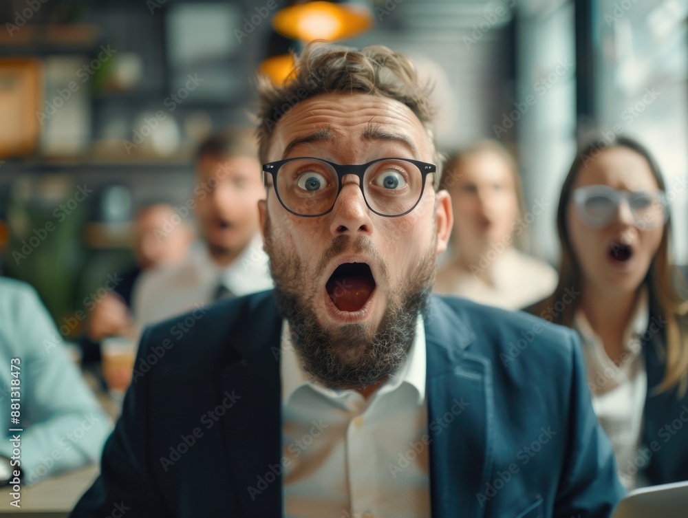 A person looks shocked or surprised, suitable for use in illustrations about unexpected events or reactions A person looks shocked or surprised, suitable for use in illustrations about unexpected events or reactions