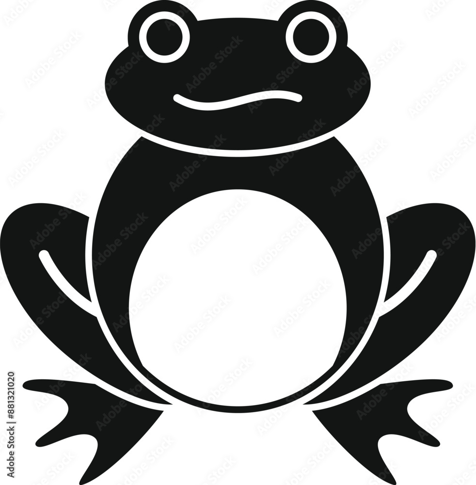Simple black and white icon of a frog sitting down Simple black and white icon of a frog sitting down