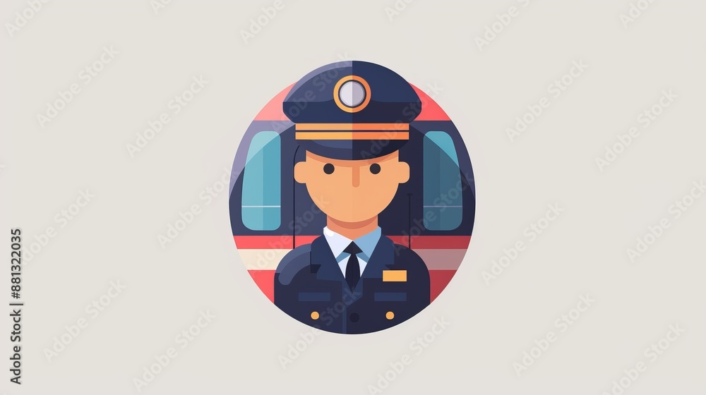 A cute cartoon illustration of a train conductor standing in front of a train, depicted in a rounded frame, symbolizing travel, professionalism, and classic railway charm. A cute cartoon illustration of a train conductor standing in front of a train, depicted in a rounded frame, symbolizing travel, professionalism, and classic railway charm.