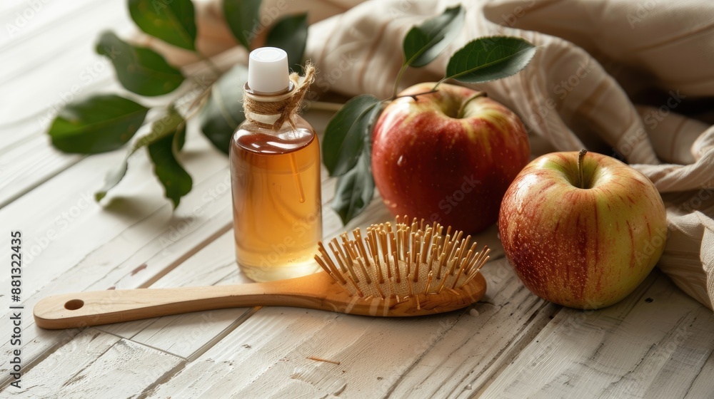 Homemade hair and face treatment with apple vinegar and wooden brush Eco friendly beauty recipe with space for creativity Homemade hair and face treatment with apple vinegar and wooden brush Eco friendly beauty recipe with space for creativity