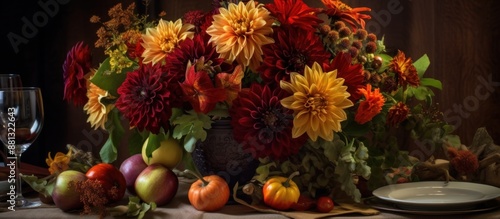 Wallpaper Mural Still Life with Autumn Flowers and Fruits Torontodigital.ca