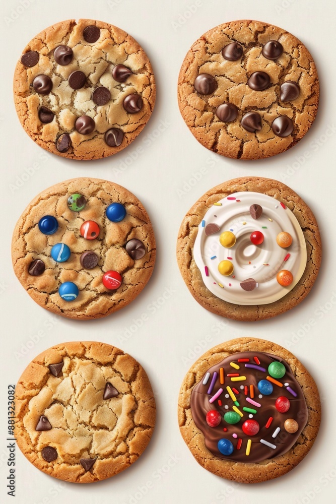 Assortment of cookies with sweet and savory toppings Assortment of cookies with sweet and savory toppings
