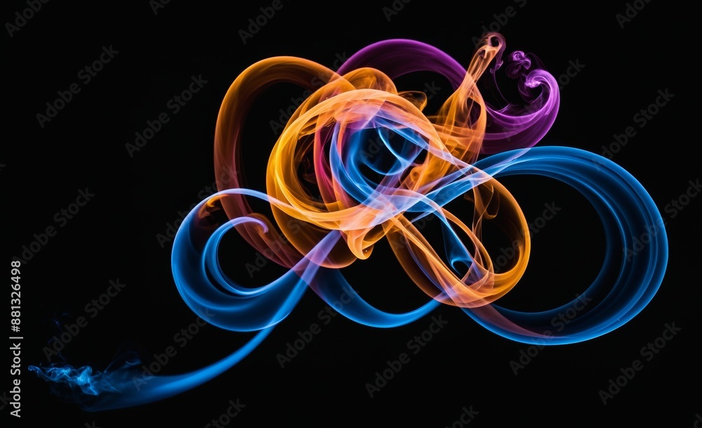 Colorful Swirls of Smoke on Black Background Colorful Swirls of Smoke on Black Background