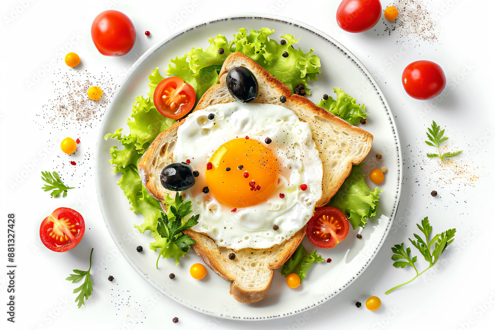 a plate with a fried egg and tomatoes a plate with a fried egg and tomatoes