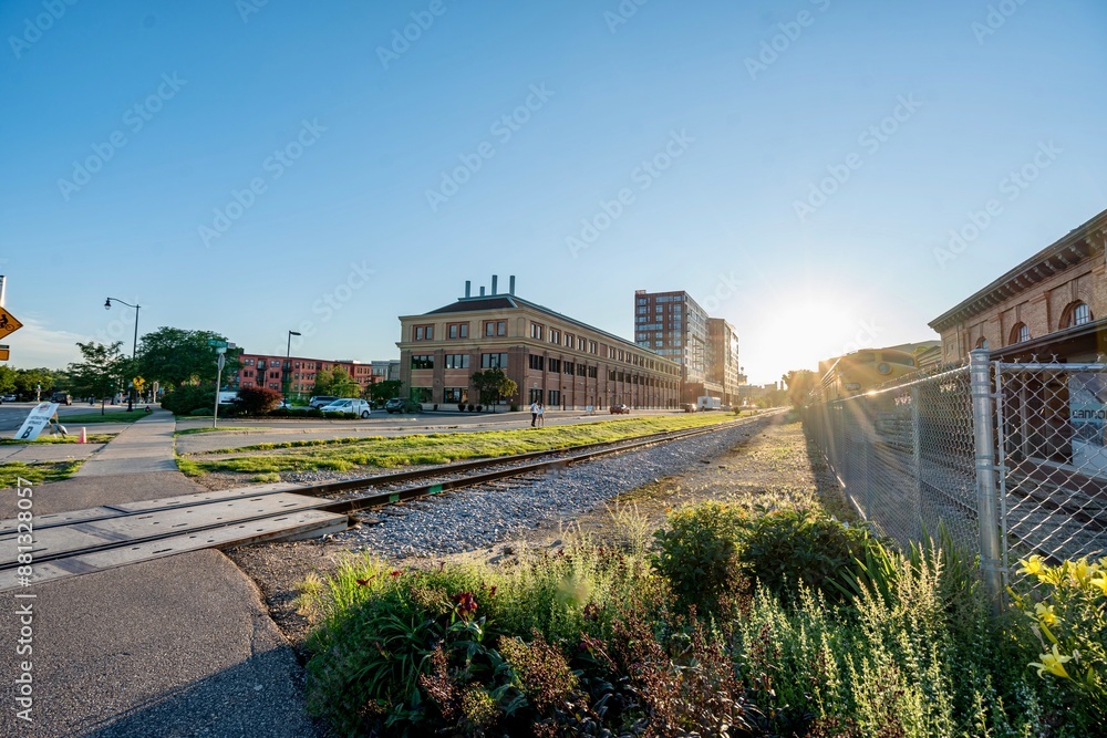 Old Train Station with an old abandoned train near abandoned and in front of the renovated station near downtown Madison, WI during the Golden Hour Old Train Station with an old abandoned train near abandoned and in front of the renovated station near downtown Madison, WI during the Golden Hour